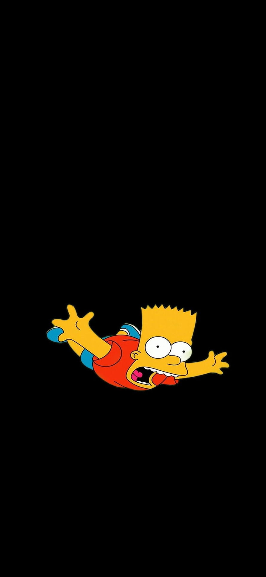 Bart Simpson Falling Down Screaming Cartoon Character on Black Background HD phone wallpaper