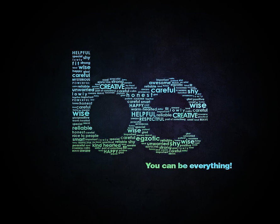 Inspirational Word Cloud Art With Positive Adjectives And Motivational Quote HD wallpaper