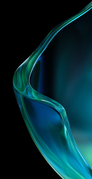 Abstract Blue and Green Glass Wave on Black Background HD phone wallpaper