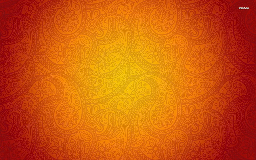 Vibrant Orange and Red Paisley Pattern Wallpaper with Intricate Floral Swirls HD wallpaper