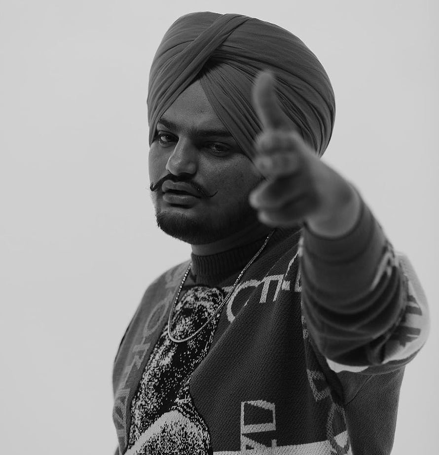 Sidhu Moose Wala Portrait in Turban Pointing Forward in Black and White HD phone wallpaper