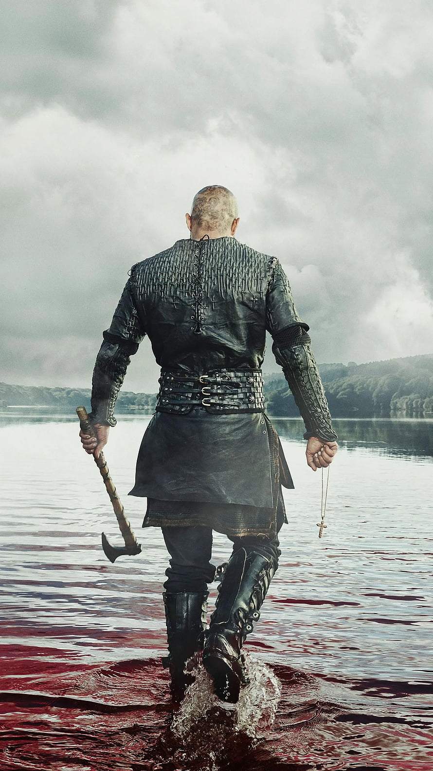 Ragnar Lothbrok Walking Through Bloodied Water in Dark Viking Armor HD phone wallpaper
