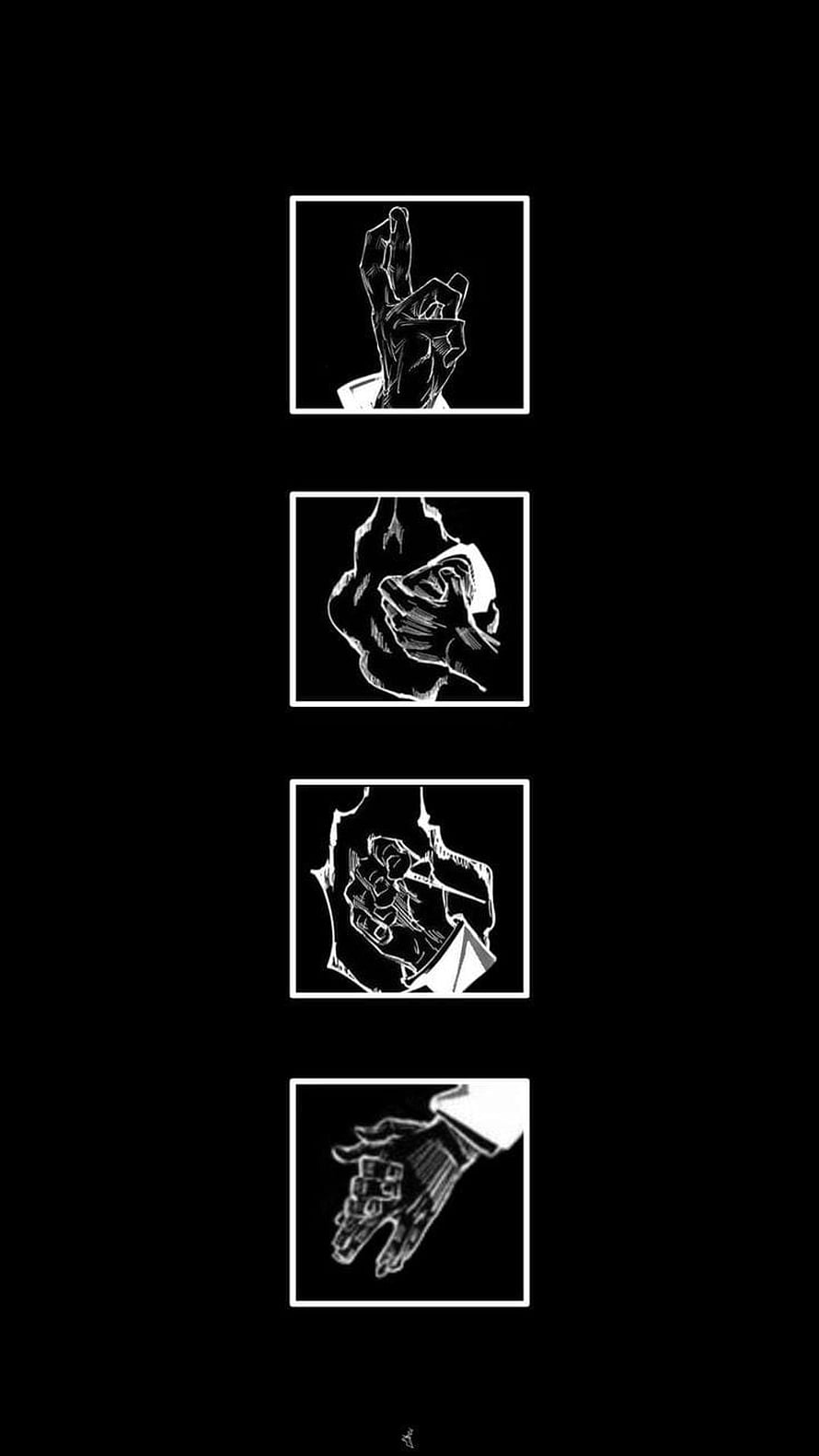 Black and White Hand Gesture Illustrations Vertical Wallpaper HD phone wallpaper