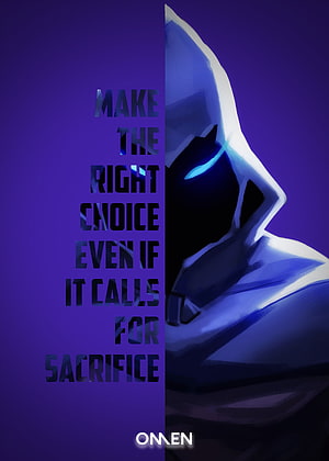 Omen Valorant Agent Profile with Glowing Blue Eyes and Dark Hooded Silhouette HD phone wallpaper