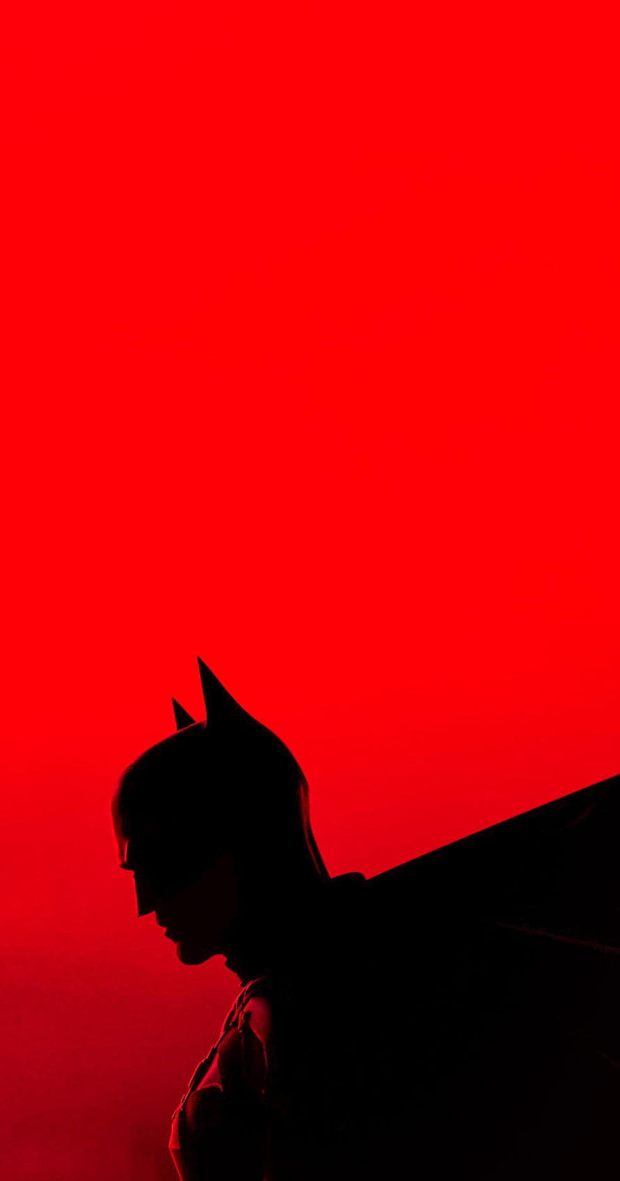 Batman Silhouette Against Vibrant Red Background, Robert Pattinson, red, Batman, DC HD phone wallpaper