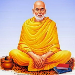 Portrait of Adi Shankaracharya Sitting in Meditation with Yellow Robes HD phone wallpaper