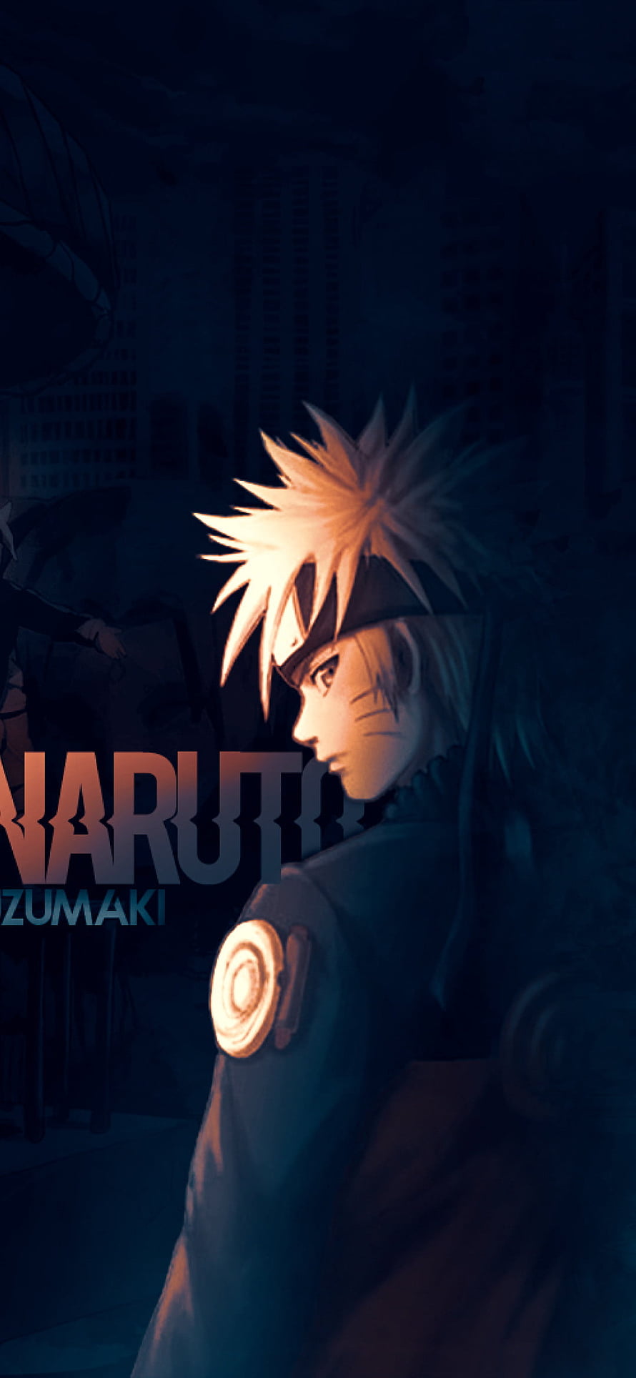 Naruto Uzumaki Anime Character Profile Portrait in Dark Blue Lighting HD phone wallpaper