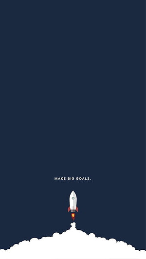 Minimalist Rocket Launching Into Dark Blue Sky With Motivational Quote HD phone wallpaper