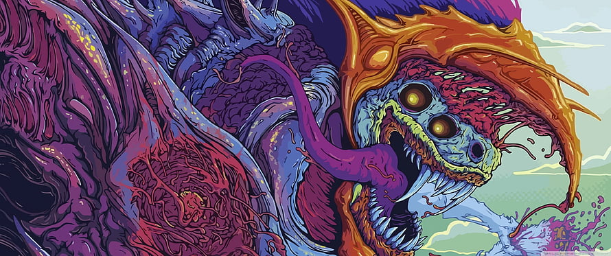 Vibrant Alien Creature Illustration with Tentacles and Bioluminescent Colors HD wallpaper
