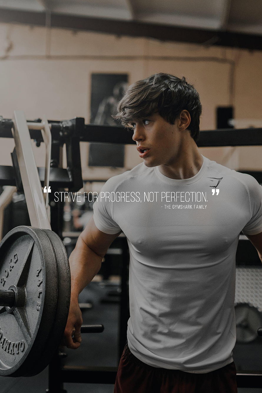 David Laid Lifting Barbell in Gym With Motivational Fitness Quote HD phone wallpaper