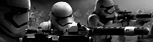 First Order Stormtroopers in Black and White Cinematic Battle Scene HD wallpaper