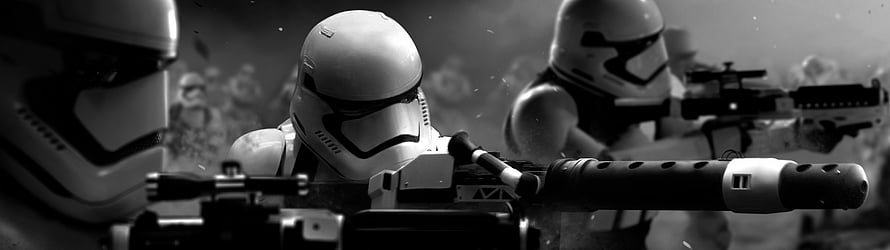 First Order Stormtroopers in Black and White Cinematic Battle Scene HD wallpaper