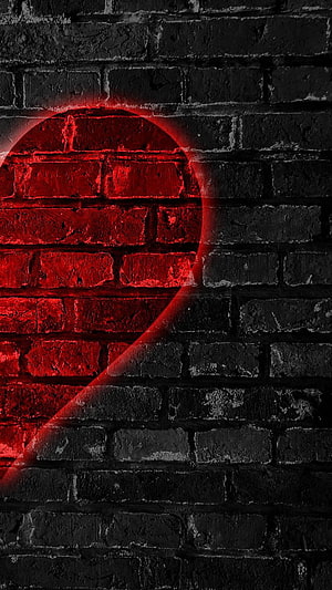 Dark Red Moon Over Black Brick Wall Abstract Background HD phone wallpaper