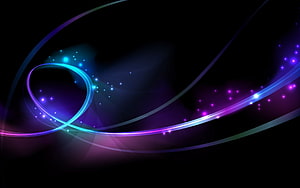 Abstract Neon Light Streaks and Glowing Particles on Black Background HD wallpaper