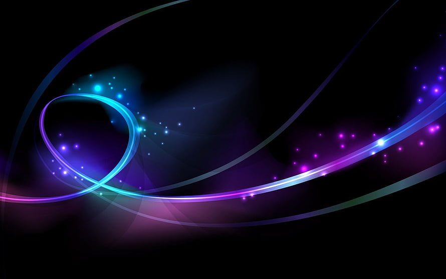 Abstract Neon Light Streaks and Glowing Particles on Black Background HD wallpaper