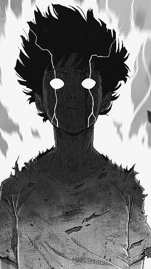Manga Character With Glowing White Eyes And Tattered Shirt, Shigeo Kageyama Rage Mob Psycho 100, Anime Rage HD phone wallpaper