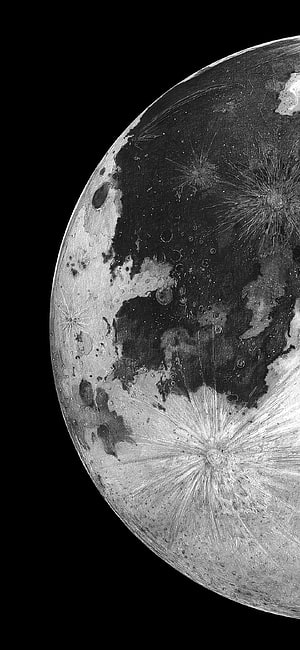 High-Resolution Black and White Lunar Surface Detail with Craters and Maria HD phone wallpaper