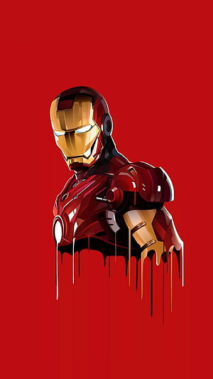 Iron Man Abstract Digital Art with Dripping Paint Effect on Red Background, Iron Man , Ironman Abstract HD phone wallpaper