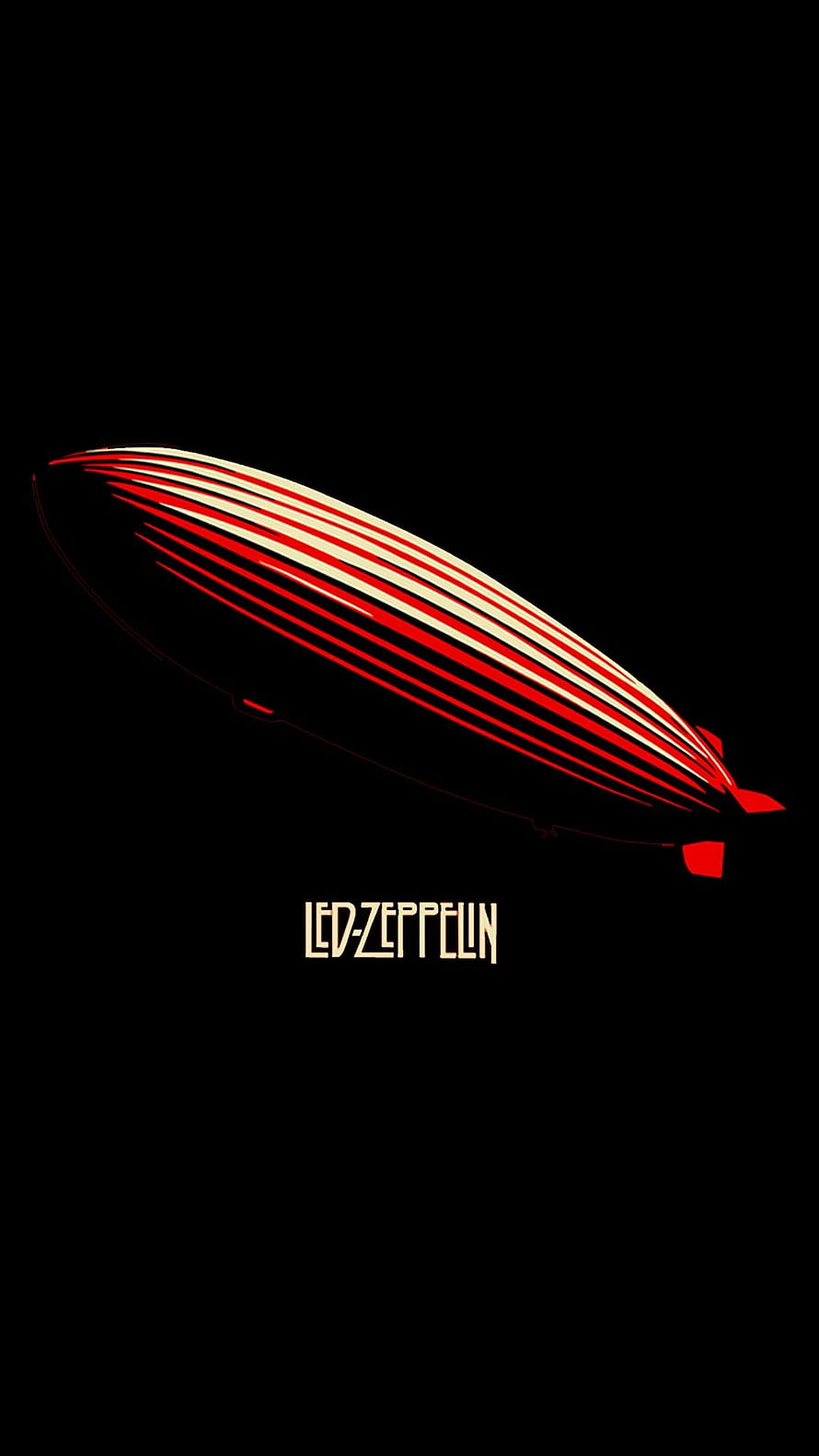 Led Zeppelin Airship Logo in Red and Gold on Black Background HD phone wallpaper