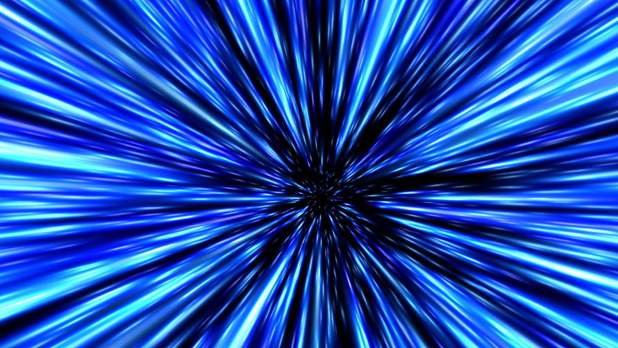 Star Wars Hyperspace Jump Abstract Blue Light Streaks and Radial Motion Blur HD wallpaper