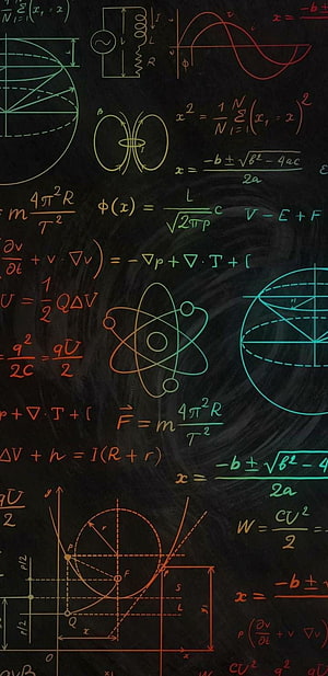 Colorful Physics and Math Formulas on Blackboard HD phone wallpaper