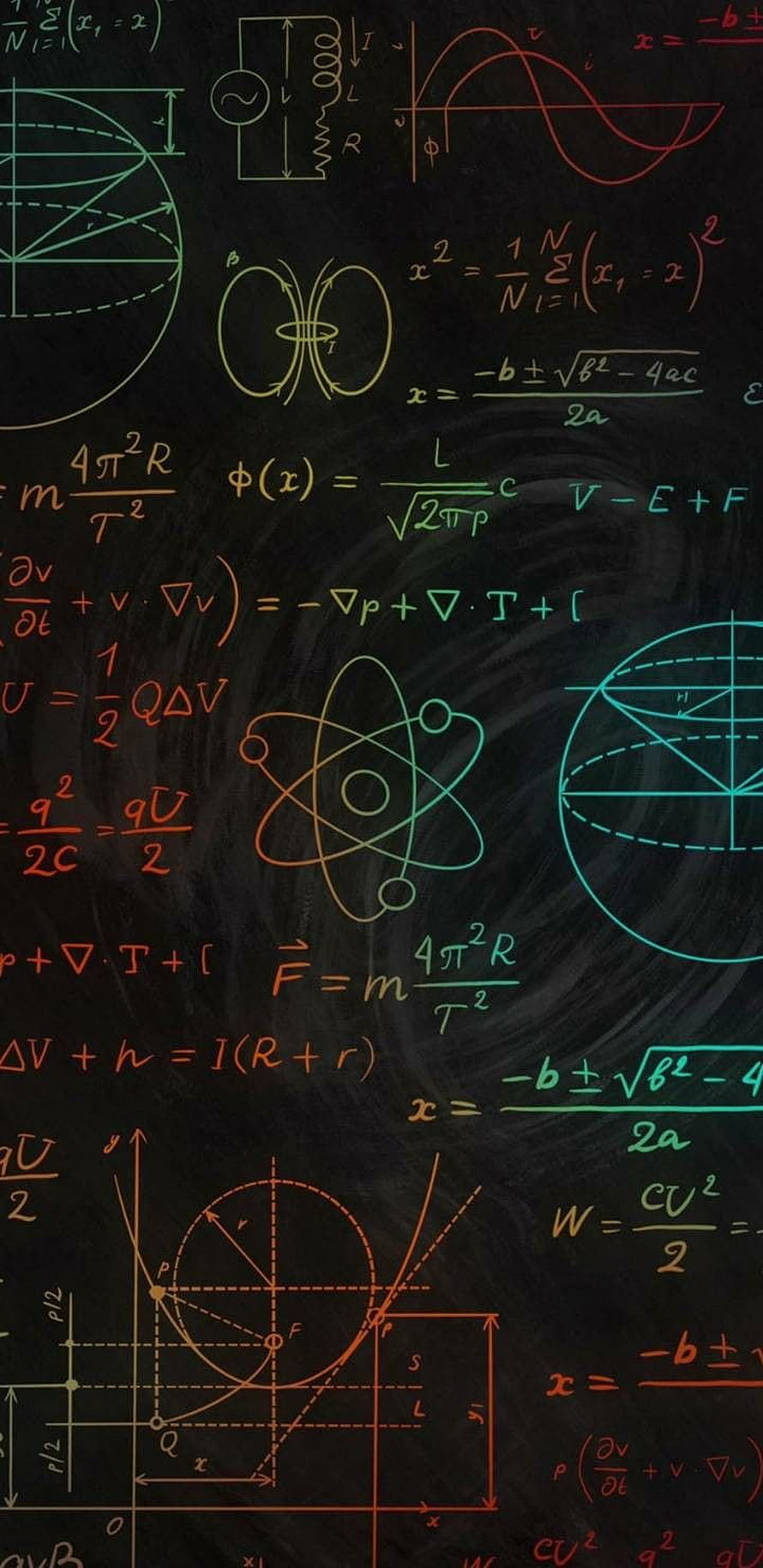 Colorful Physics and Math Formulas on Blackboard HD phone wallpaper