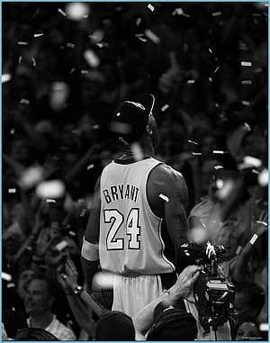 Kobe Bryant in Lakers Jersey 24 Walking Through Confetti During Championship Celebration HD phone wallpaper