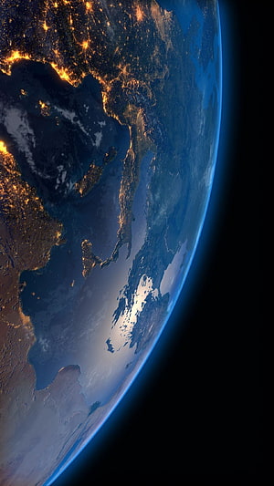 Earth from Space Showing Europe and Africa at Night with City Lights HD phone wallpaper