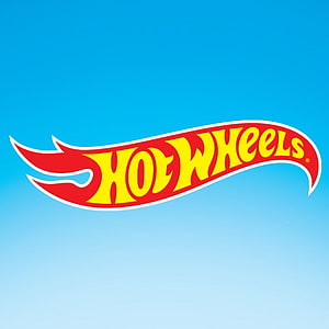 Hot Wheels Flame Logo on Gradient Blue Background HD phone wallpaper