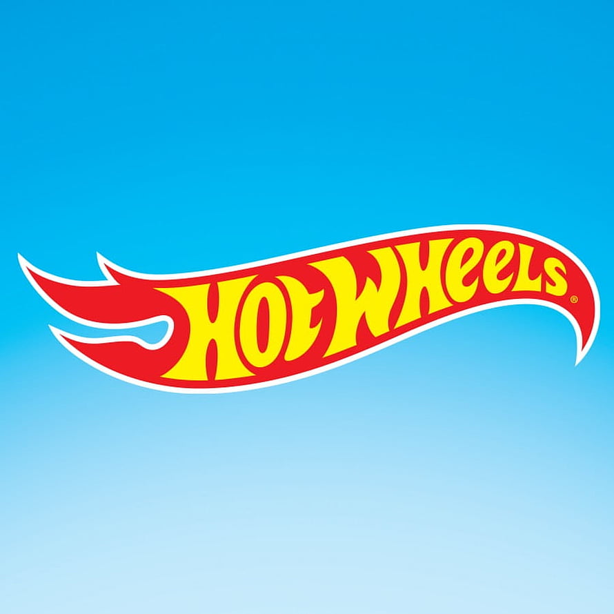 Hot Wheels Flame Logo on Gradient Blue Background HD phone wallpaper