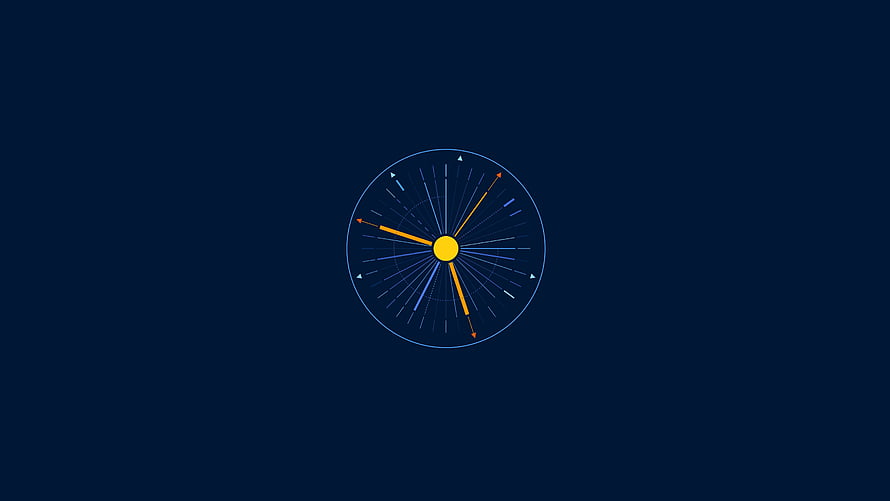 Minimalist Abstract Clock Face with Radiating Lines on Deep Navy Background HD wallpaper