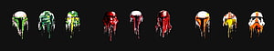 Star Wars Mandalorian and Stormtrooper Helmets in Dripping Graffiti Art Style, Triple Monitor, Star Wars 3 Monitor HD wallpaper