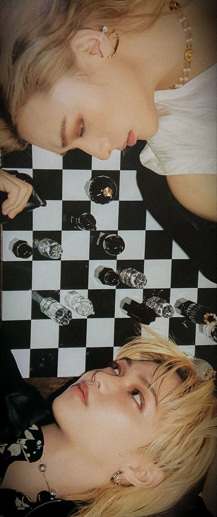 Stray Kids Seungmin and Felix Portrait with Chessboard and Crystal Pieces HD phone wallpaper