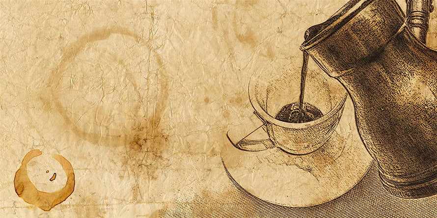Vintage Coffee Pouring Sketch on Aged Paper with Sepia Tones HD wallpaper