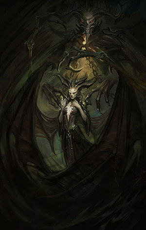 Lilith from Diablo 4 in Dark Fantasy Demon Artwork HD phone wallpaper