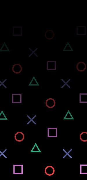 PlayStation Controller Button Symbols Pattern on Black Background HD phone wallpaper