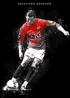Cristiano Ronaldo Manchester United Dribble Artwork HD phone wallpaper