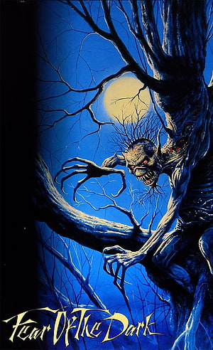 Iron Maiden Year of the Dark Album Cover Artwork with Tree Monster and Full Moon HD phone wallpaper