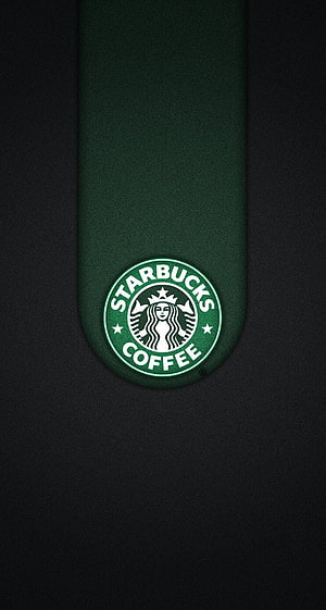 Starbucks Coffee Logo on Dark Green Minimalist Background HD phone wallpaper