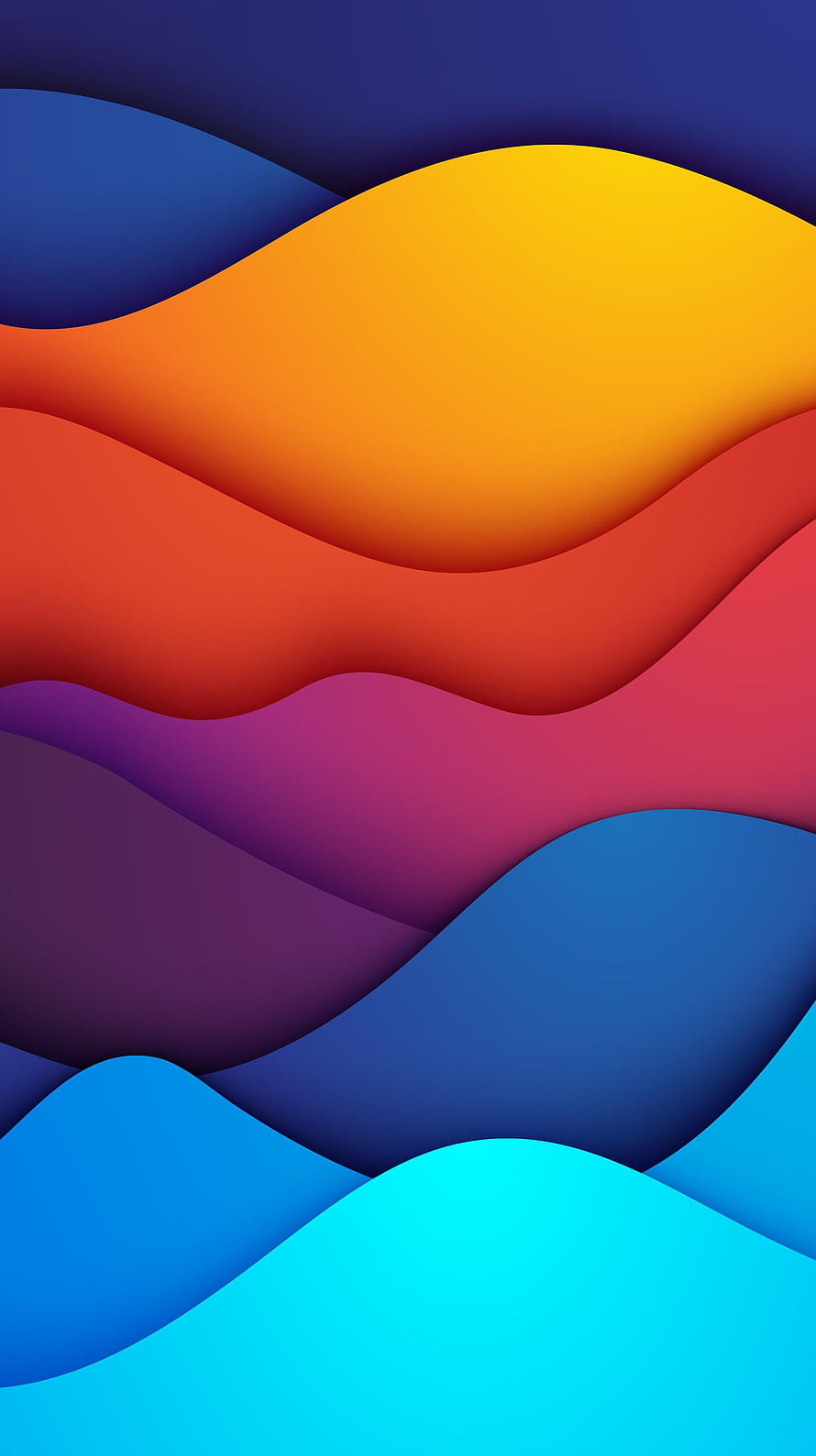 Colorful Abstract Wavy Layers Wallpaper With Vibrant Gradient Shapes HD phone wallpaper