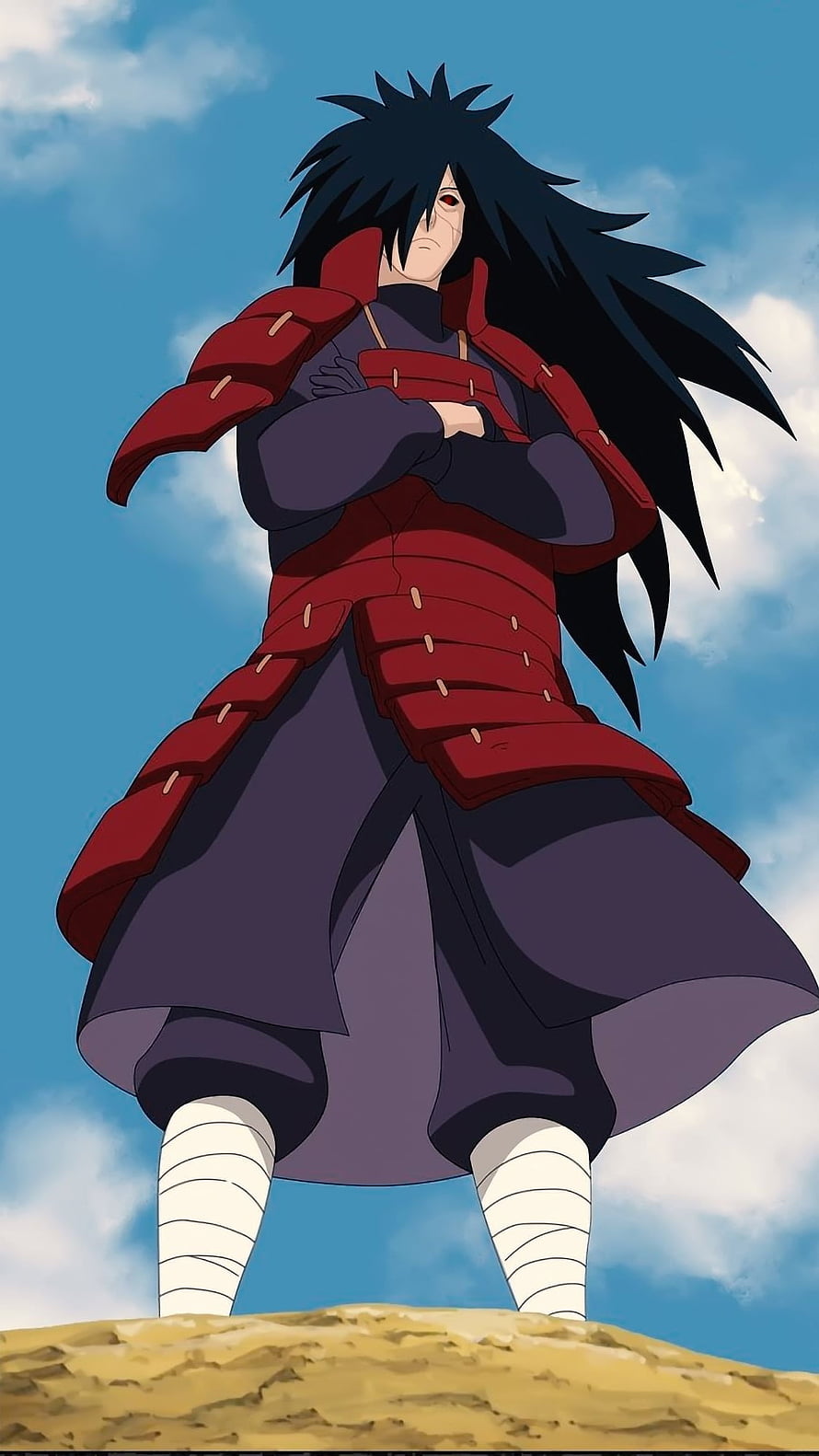 Madara Uchiha Standing With Arms Crossed In Red Armor Anime Wallpaper HD phone wallpaper