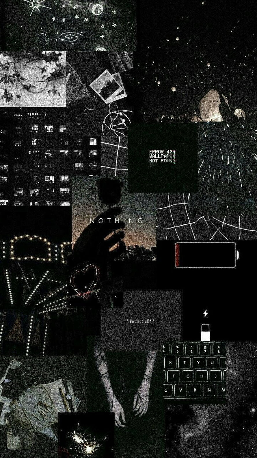 Dark Vintage Aesthetic Collage with Glitch Text and Silhouette HD phone wallpaper