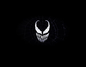 Venom Minimalist Logo with Spider Web Background HD wallpaper