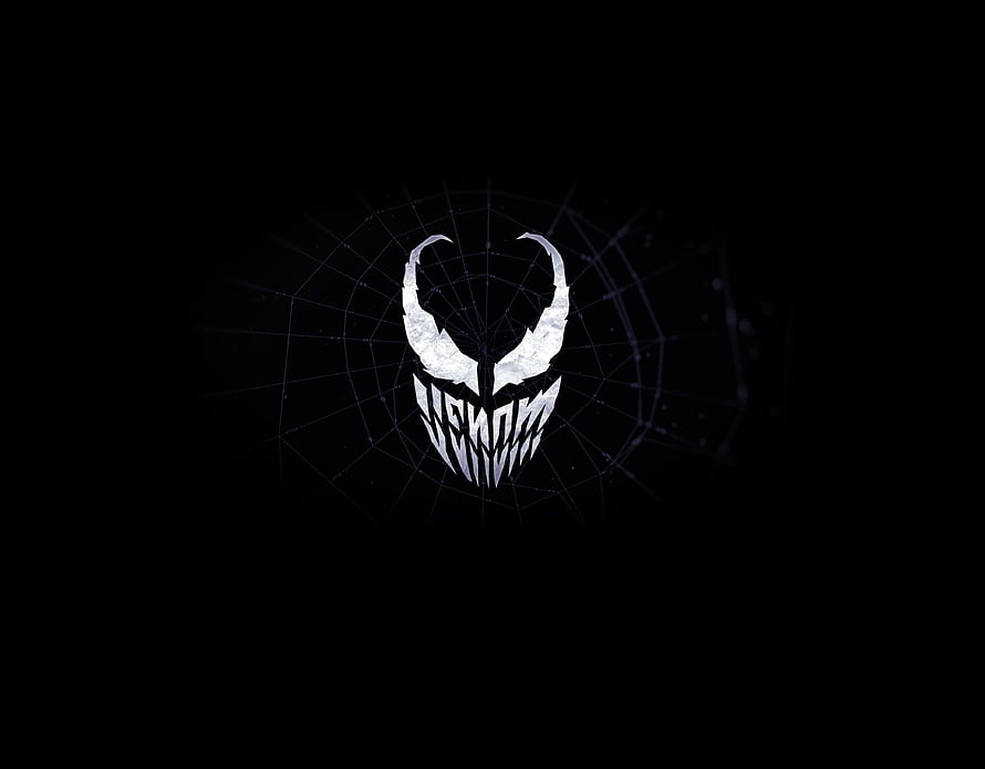 Venom Minimalist Logo with Spider Web Background HD wallpaper