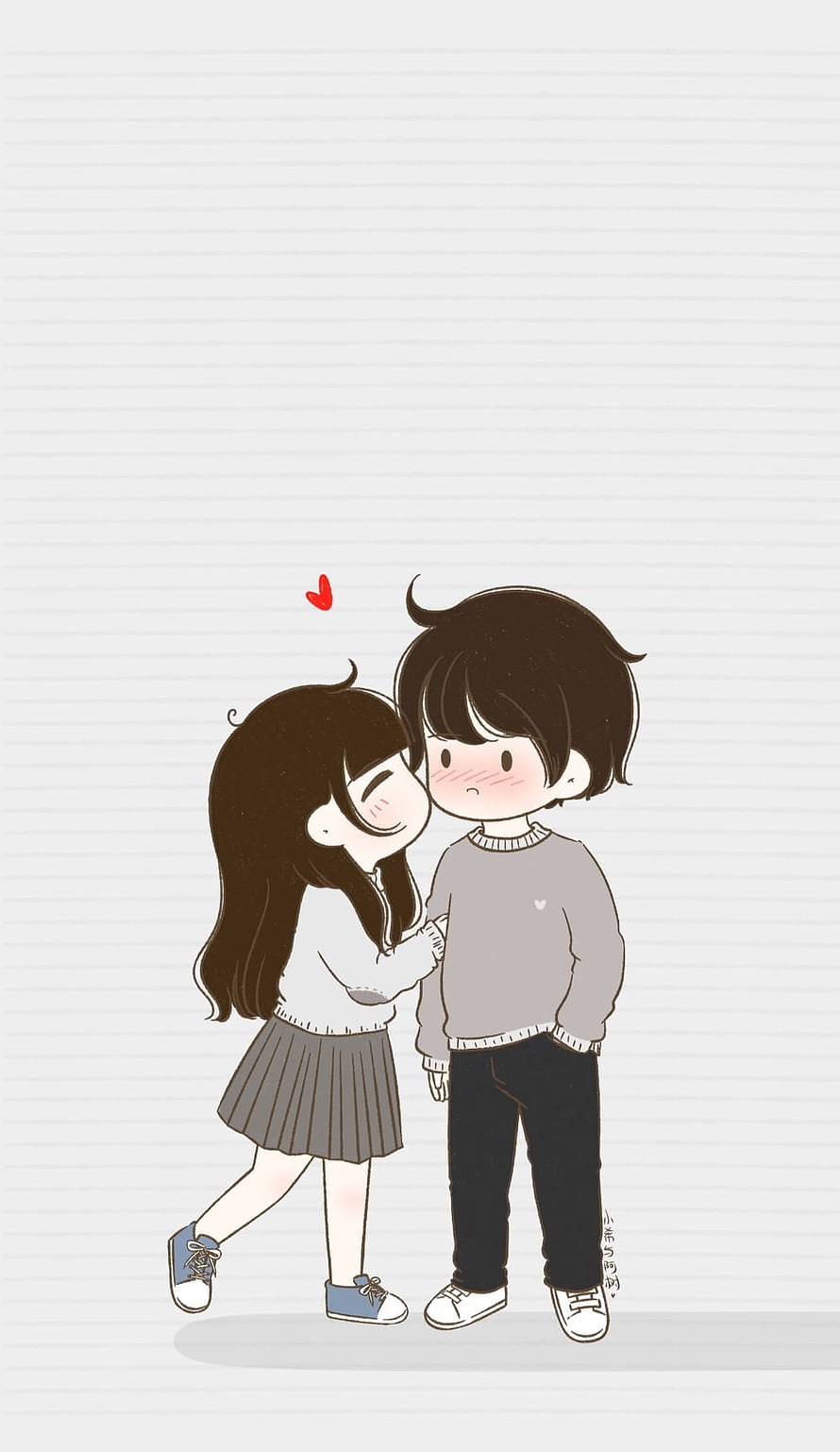 Cute Chibi Anime Couple Kissing Wallpaper HD phone wallpaper