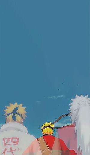 Naruto Uzumaki, Minato Namikaze, and Jiraiya Looking Up at the Sky Anime Wallpaper HD phone wallpaper