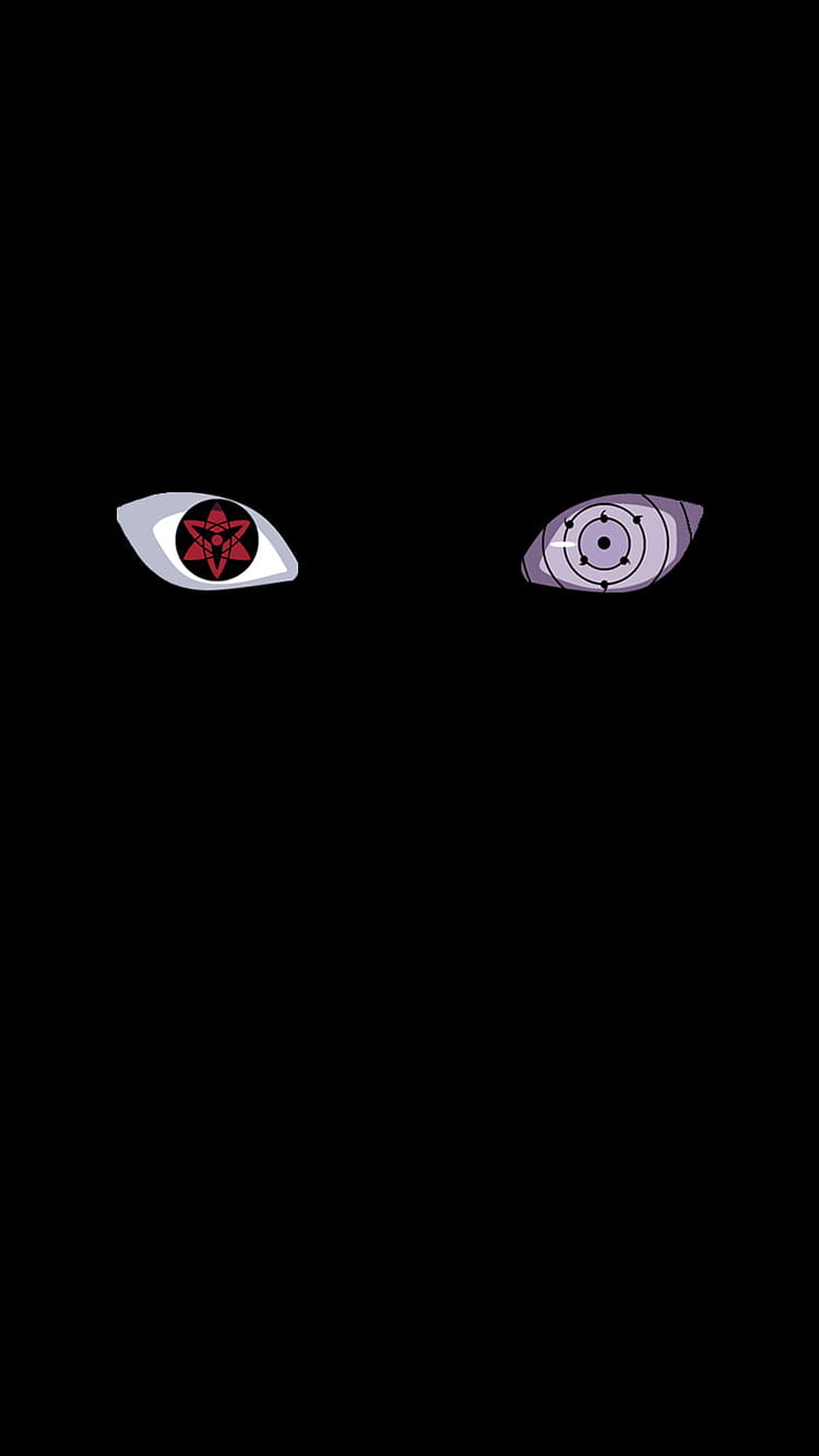 Naruto Madara Uchiha Sharingan and Rinnegan Eyes on Black Background HD phone wallpaper