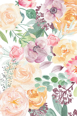 Delicate Watercolor Floral Arrangement with Soft Pastel Roses and Greenery HD phone wallpaper
