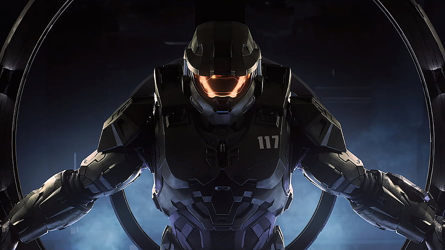 Master Chief in Halo Infinite Armor with Glowing Orange Visor and Number 117 HD wallpaper
