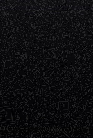 Black Doodle Pattern Wallpaper With Cute Icons And Line Art HD phone wallpaper